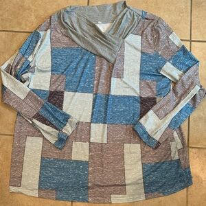 6XL Long Sleeve V-Neck Top